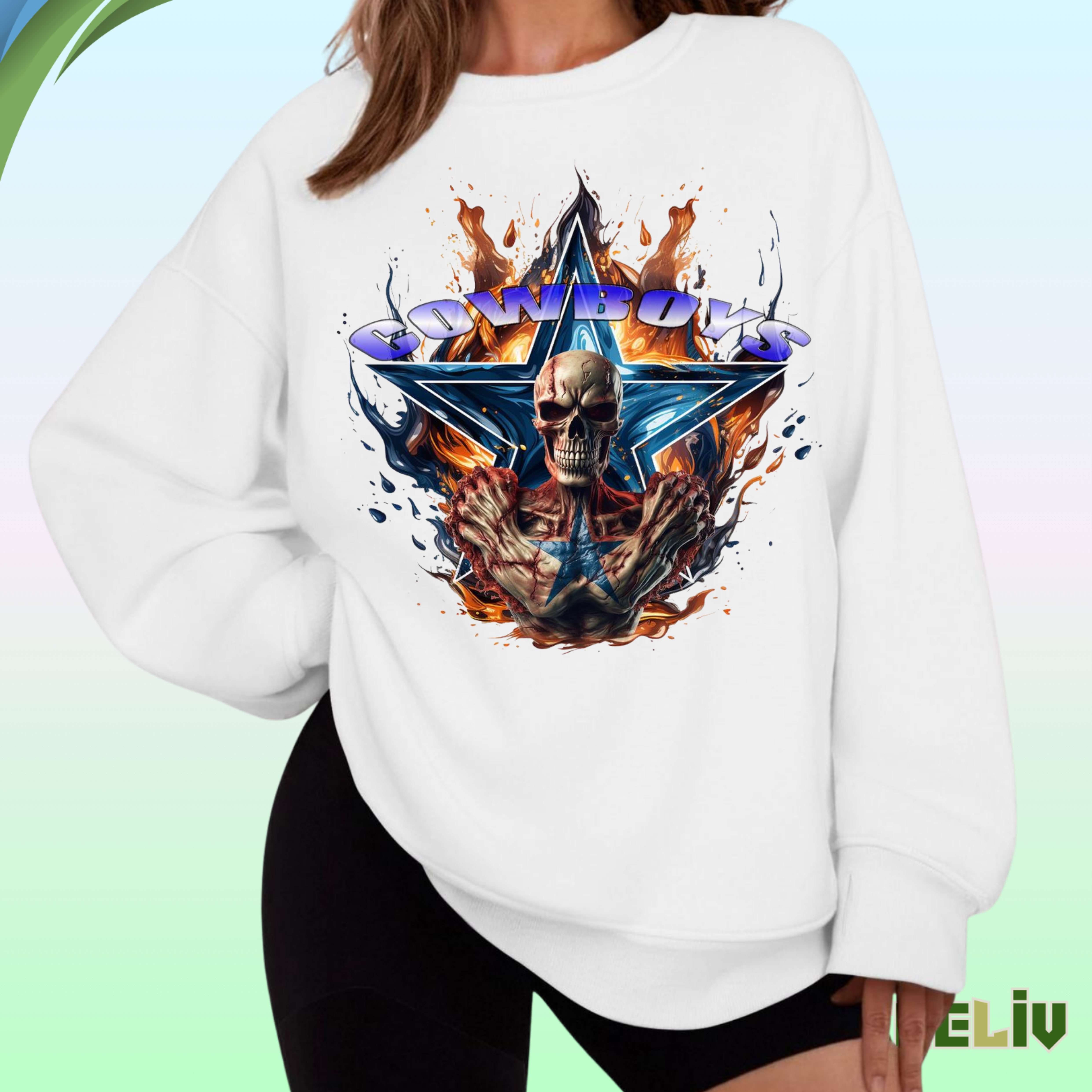 Cowboys Fire Skull Sweatshirt – Hardcore Dallas Fan Graphic Pullover