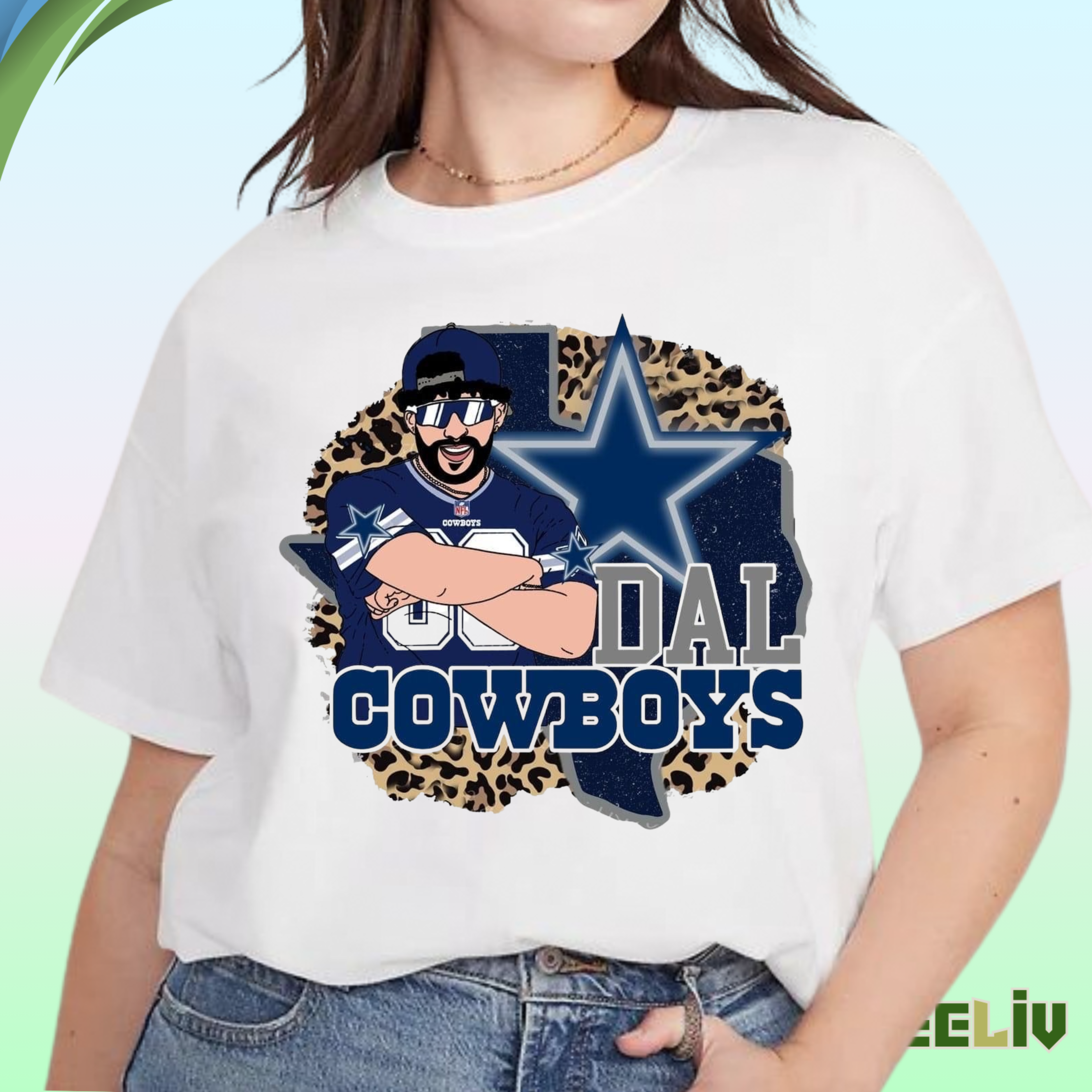 Dal Cowboys Swag Tee – Leopard Texas Star Fan Graphic T Shirt
