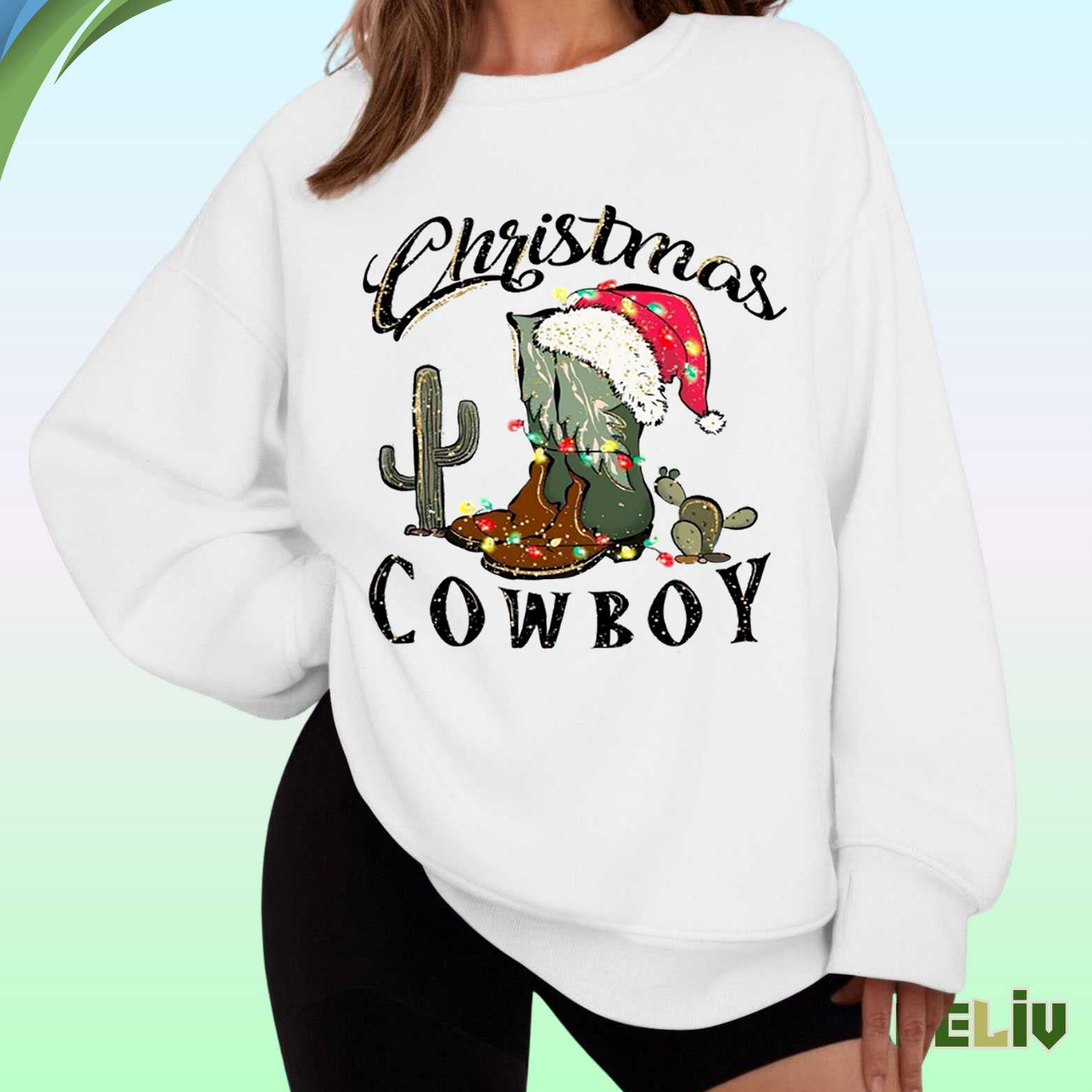 Christmas Cowboy Sweatshirt - Festive Western Style