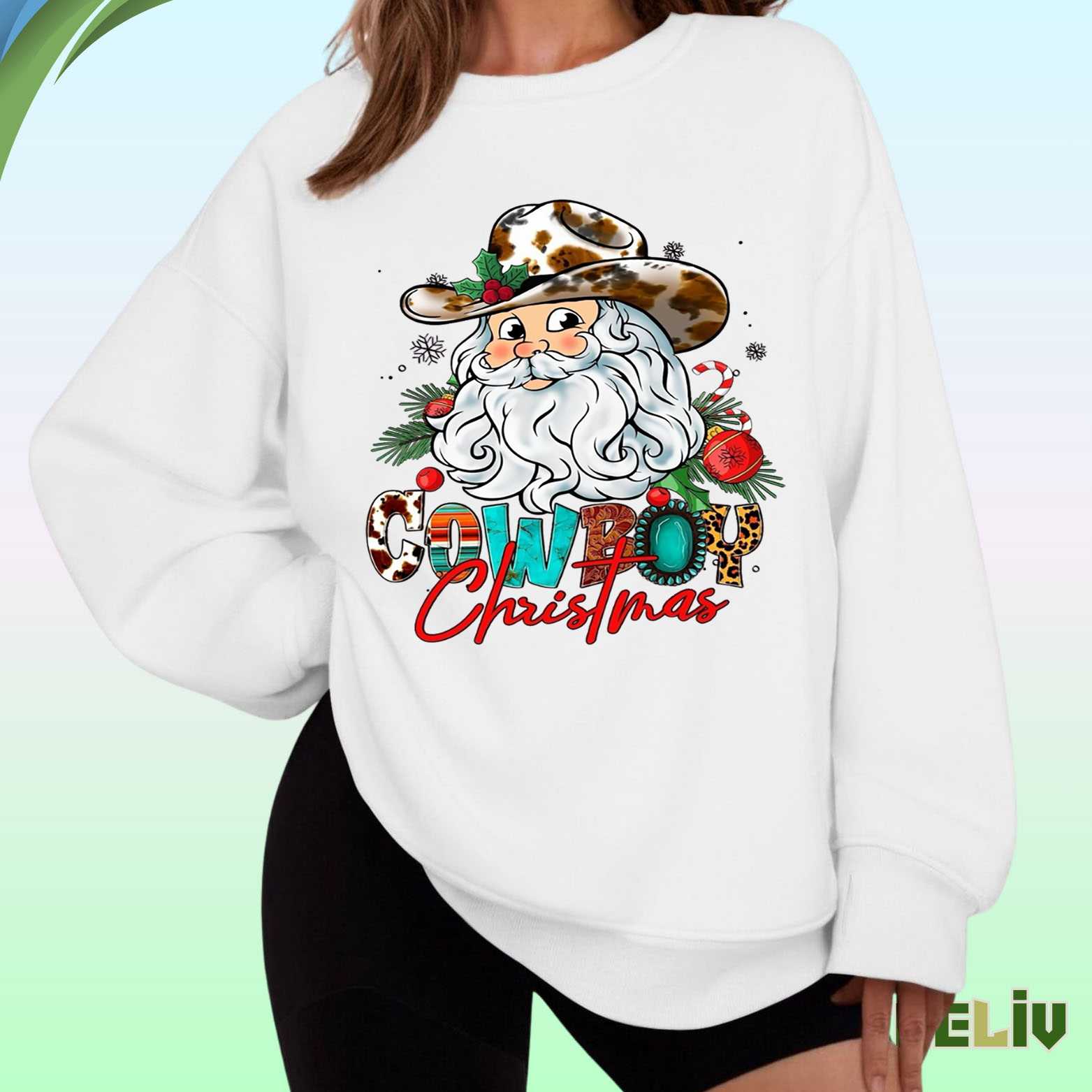 Cowboy Christmas Sweatshirt - Country Western Holiday