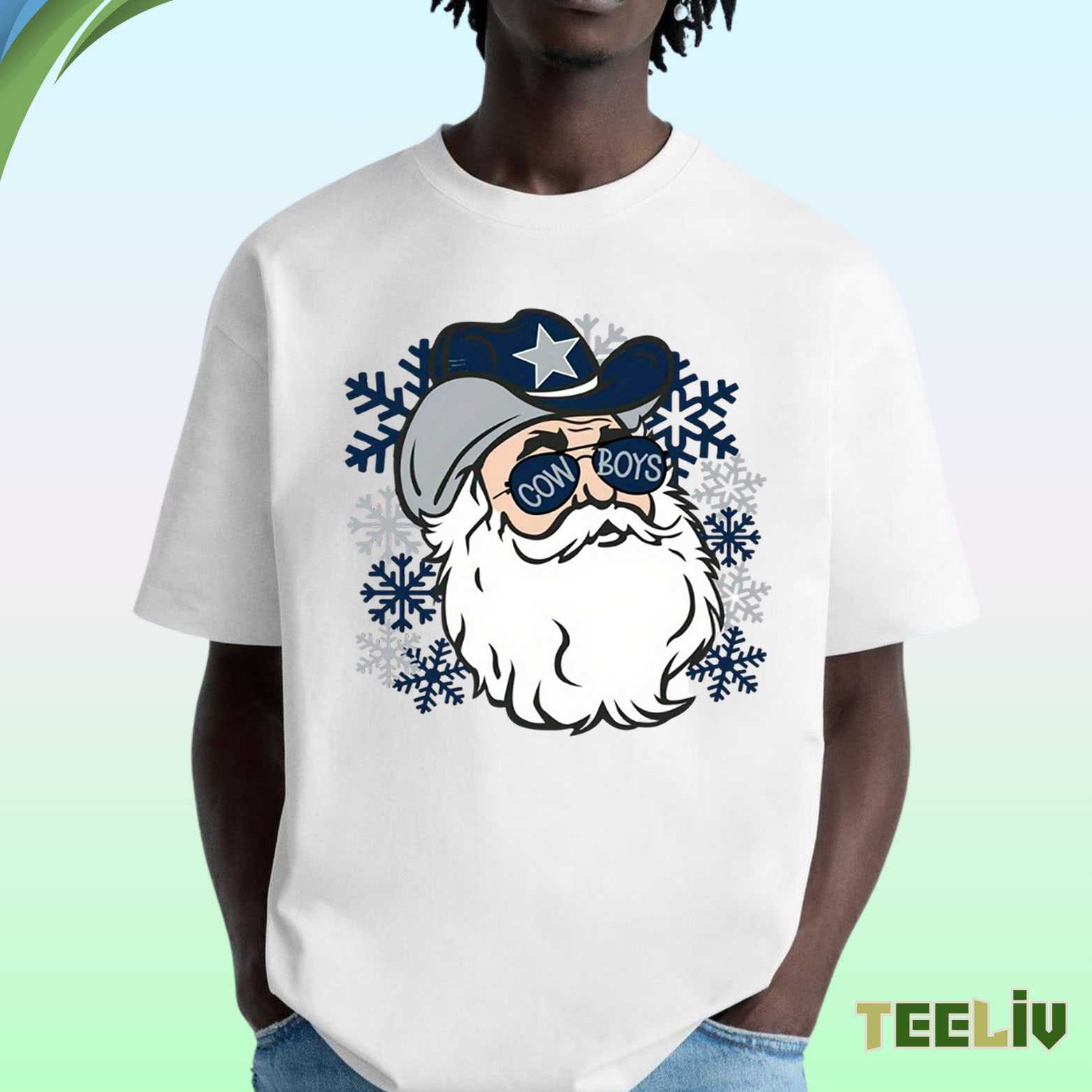 Dallas Cowboys Santa T Shirt - Holiday Fan Merch