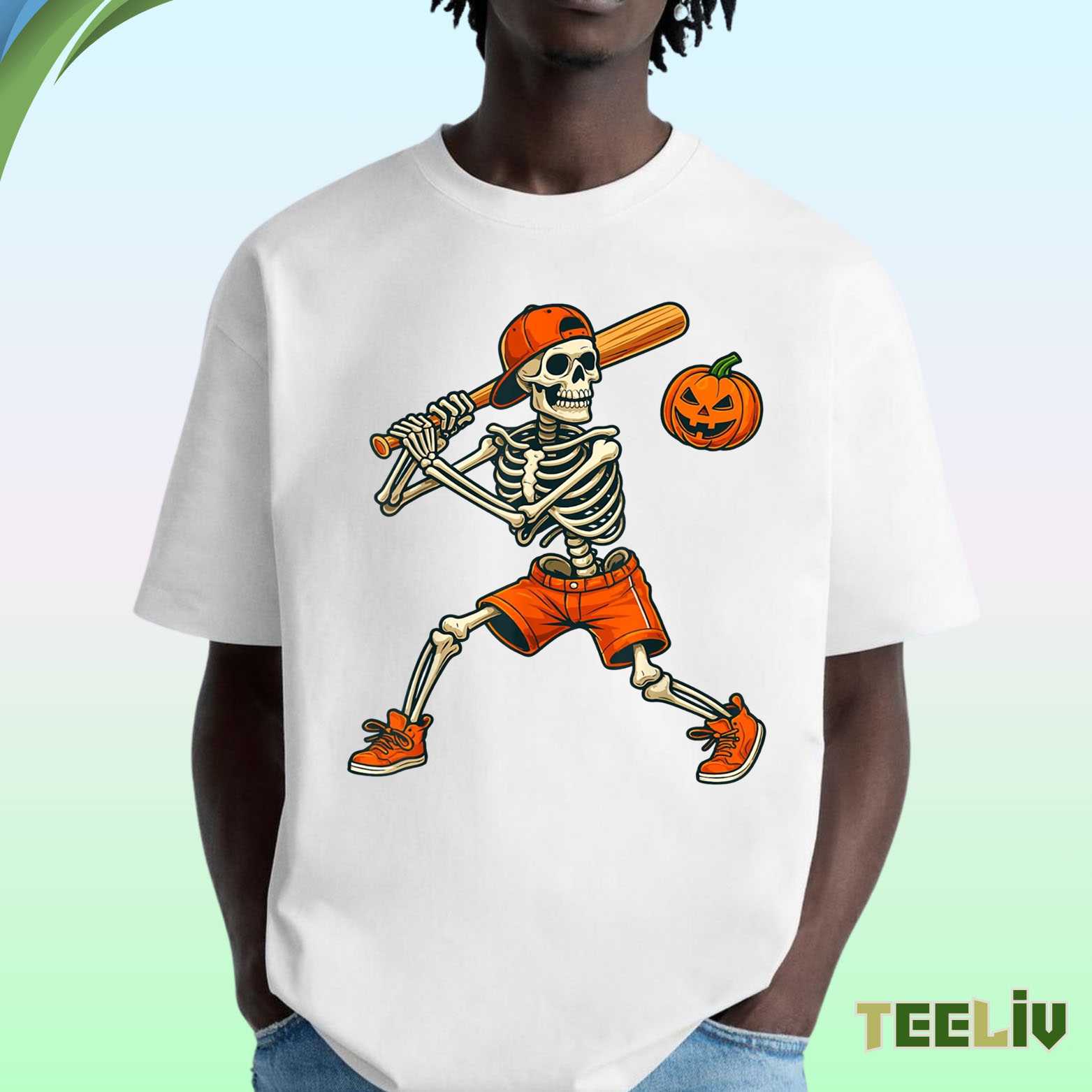 Baseball Skeleton Halloween T Shirt - Spooky Sports Style
