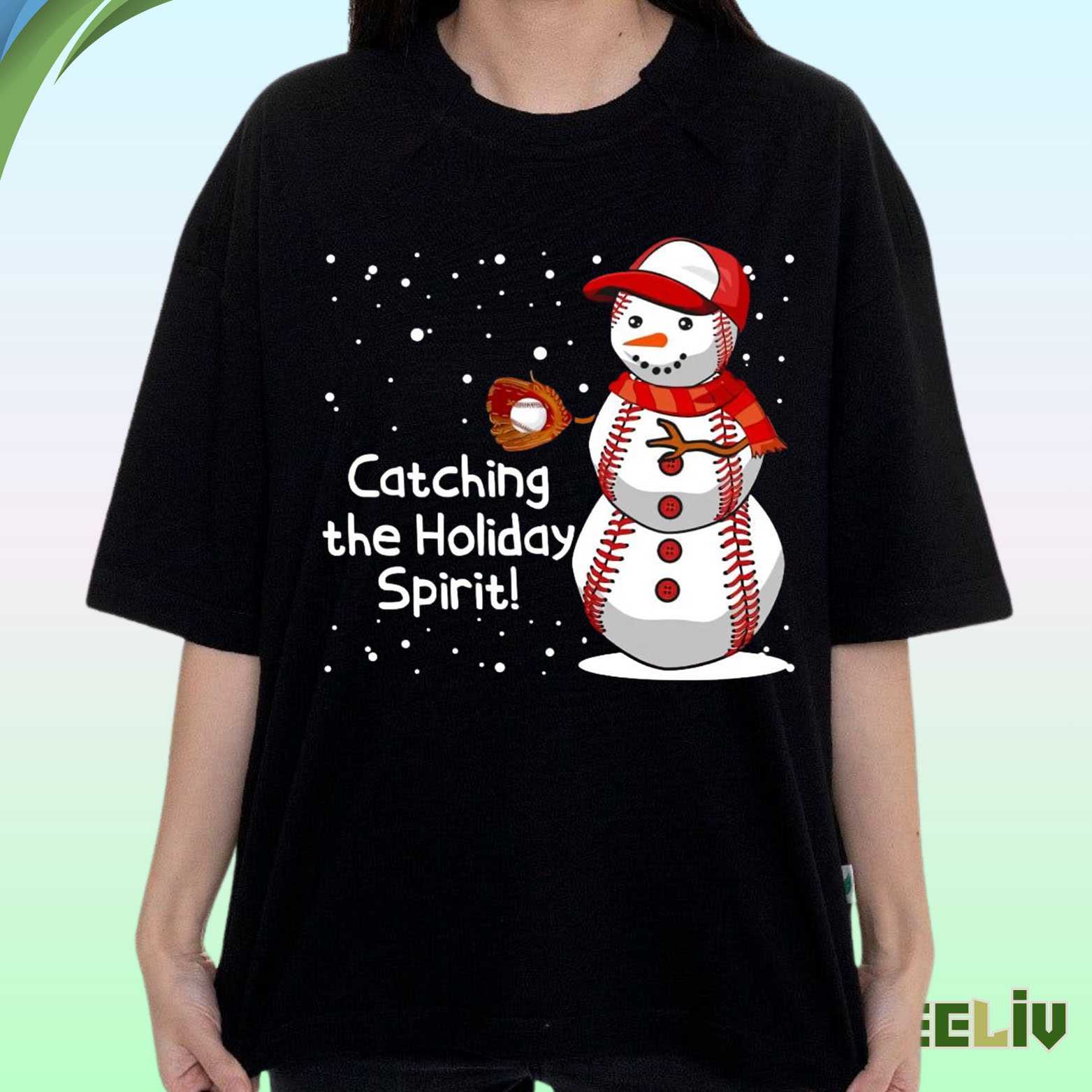 Baseball Snowman T Shirt - Holiday Sports Fan Merch