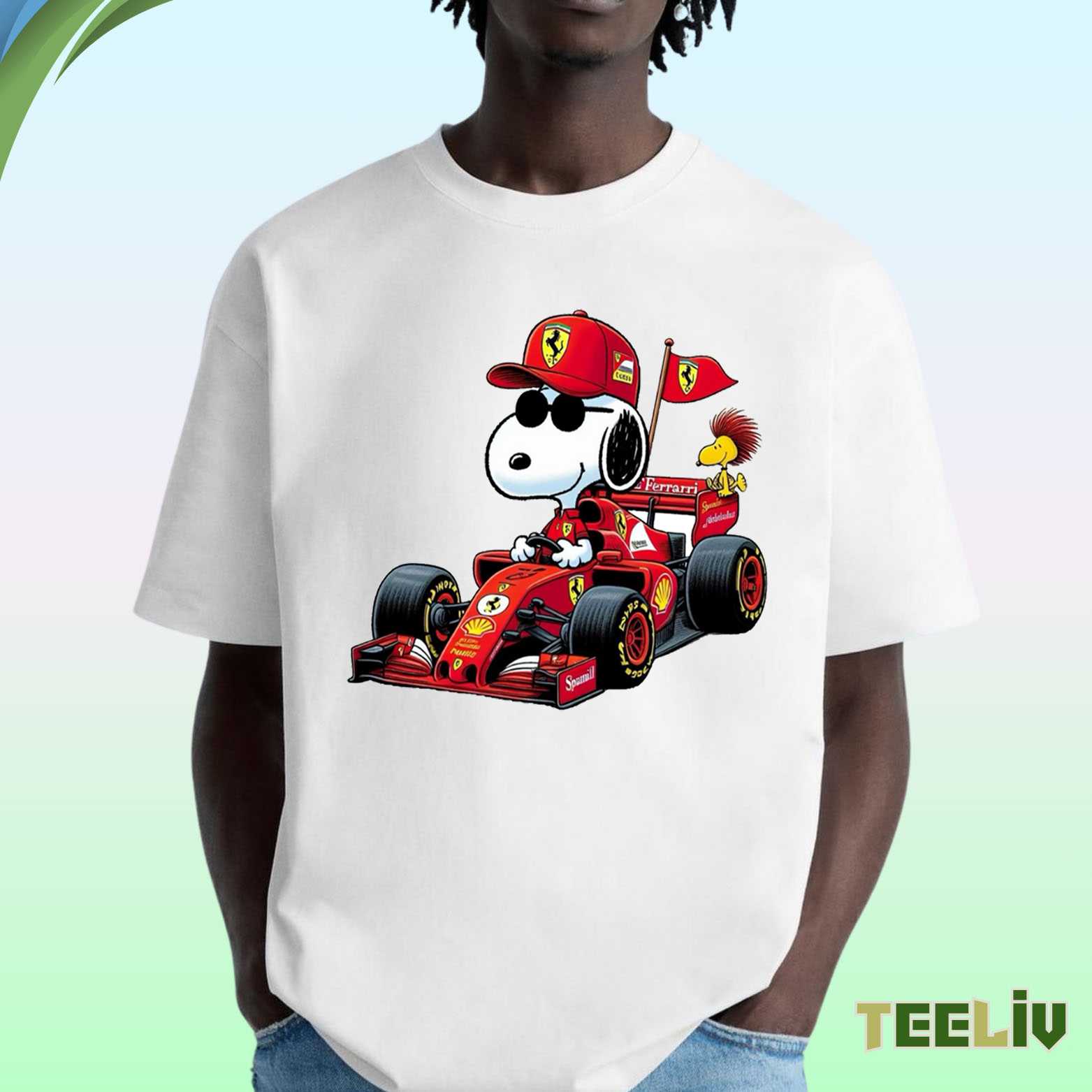 Snoopy F1 Racing T Shirt - Ferrari Fan Merch