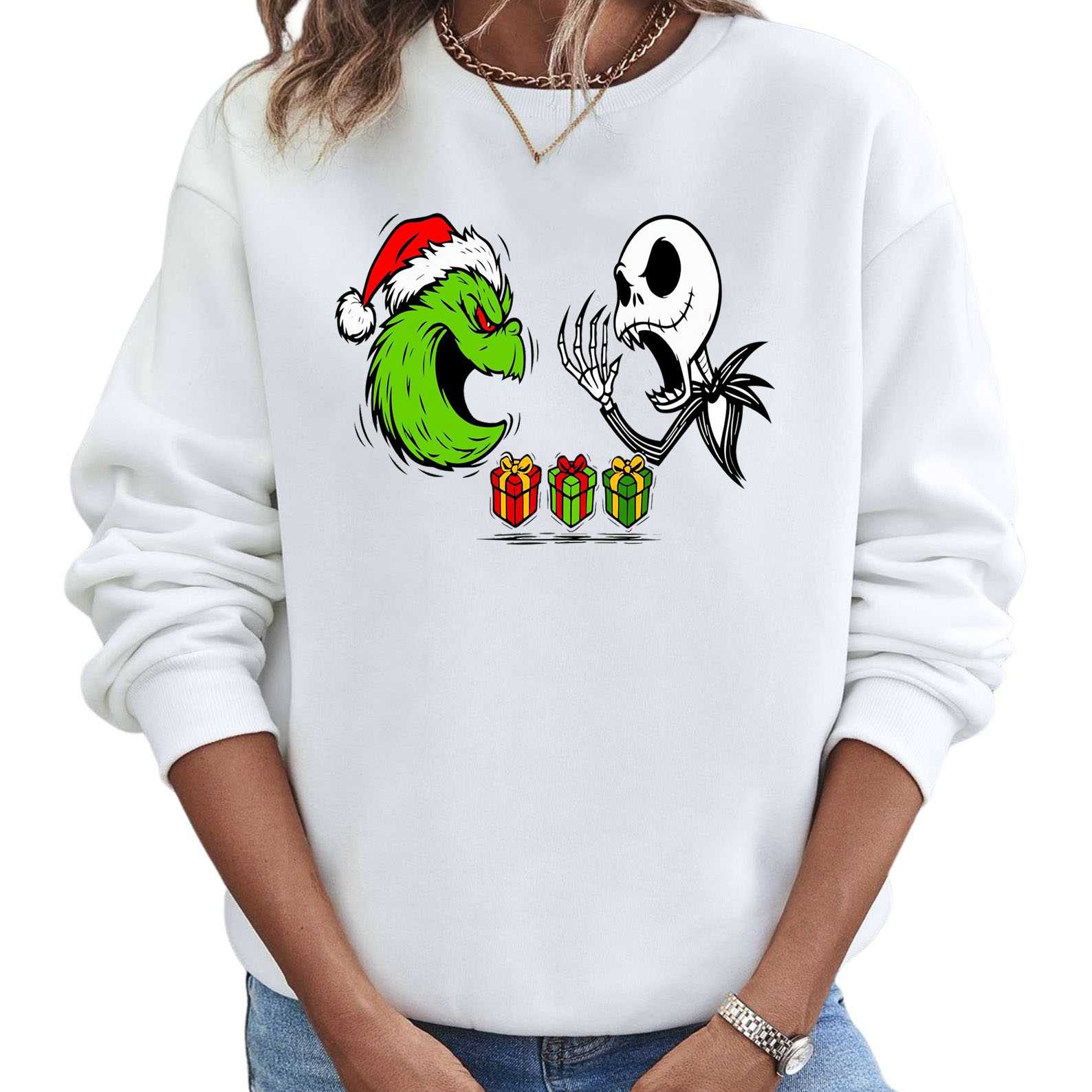 Grinch Vs Jack Sweatshirt - Christmas Crossover Crewneck