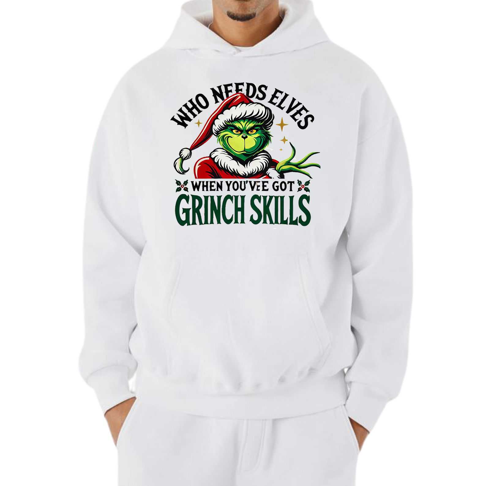 Who Needs Elves Holiday Hoodie - Grinch Skills Master