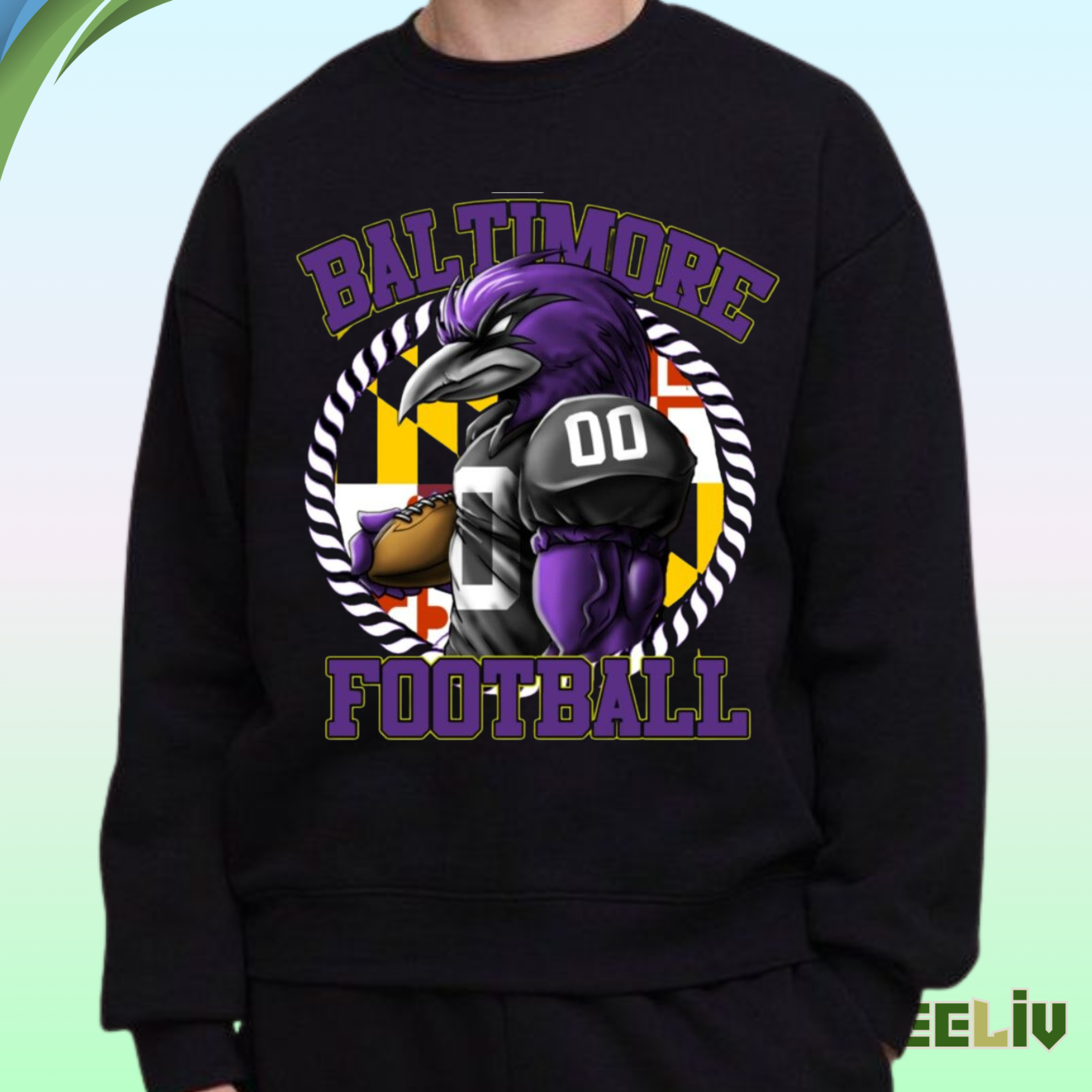 Baltimore Football Sweatshirt – Fierce Raven Mascot Crewneck