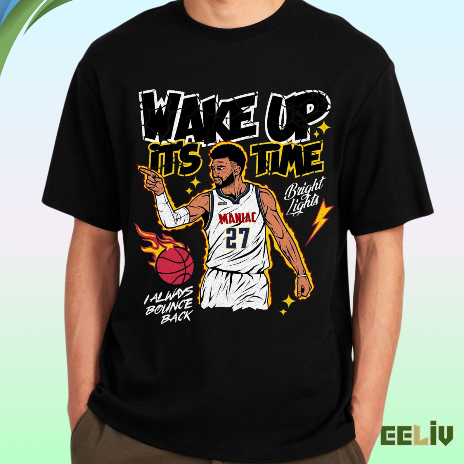 Wake Up It’s Time – Bounce Back Basketball Tee