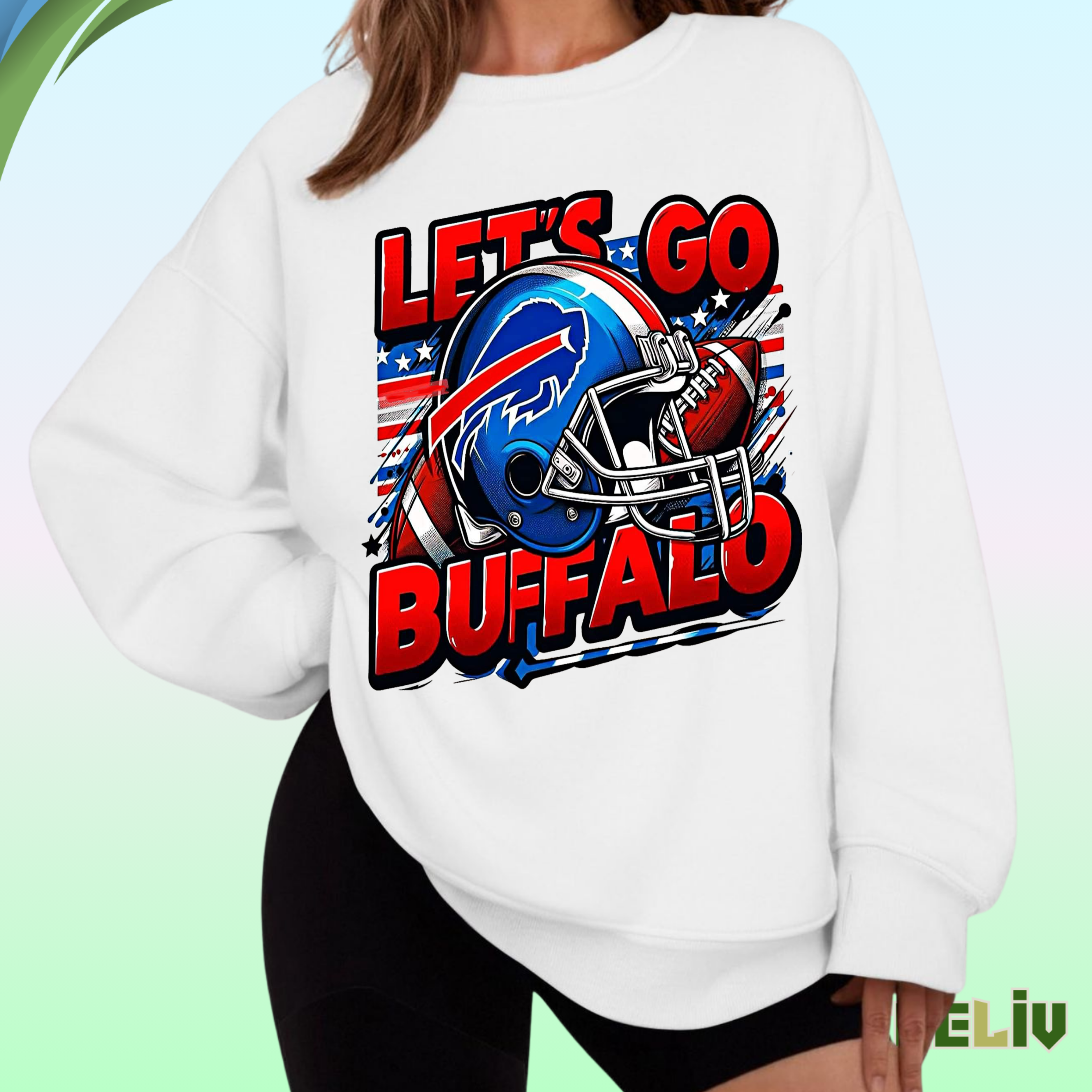 Let’s Go Buffalo Sweatshirt – Bold Bills Fan Crewneck With Helmet Graphic