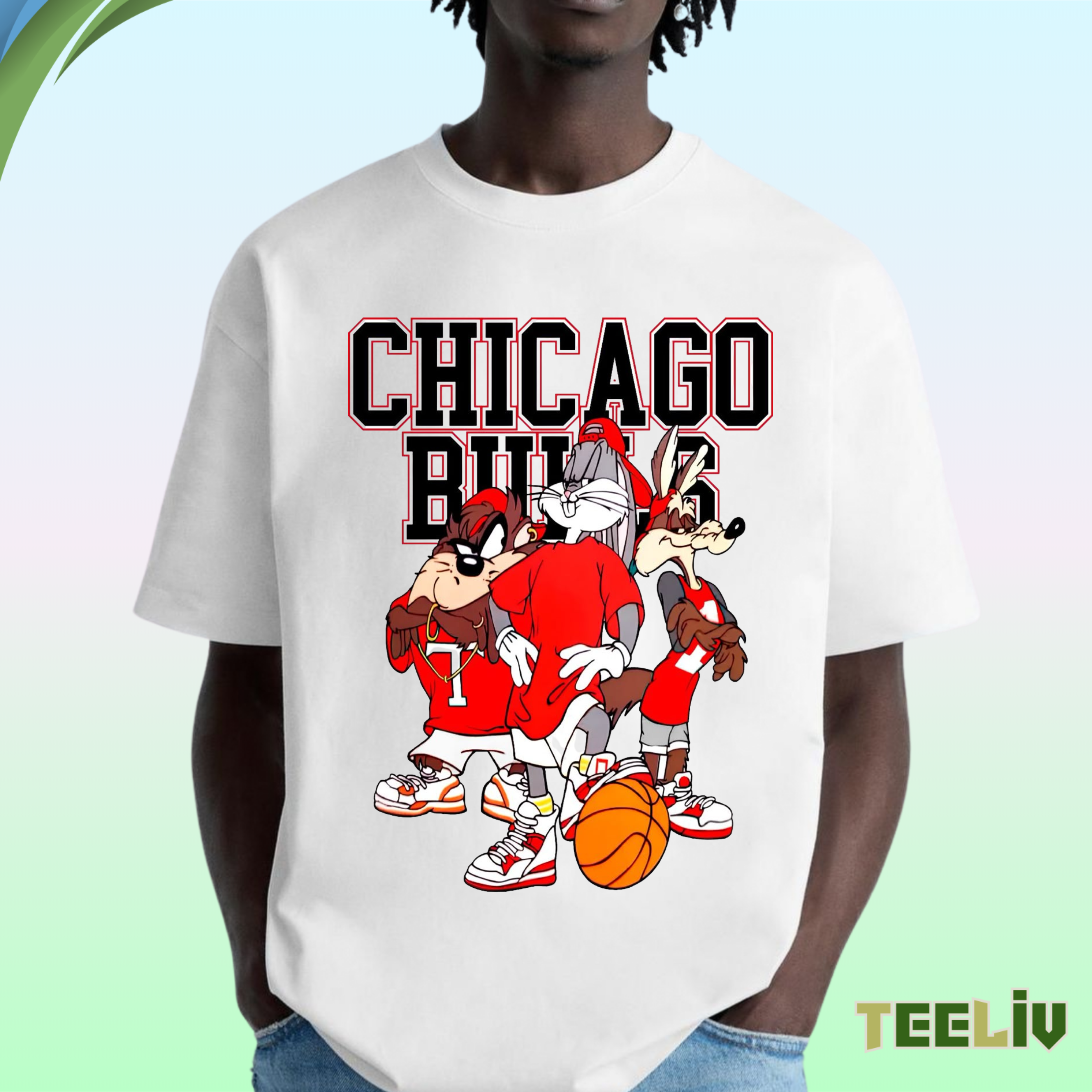 Chicago Bulls Toon Squad Tshirt – Retro Basketball Cartoon Tee