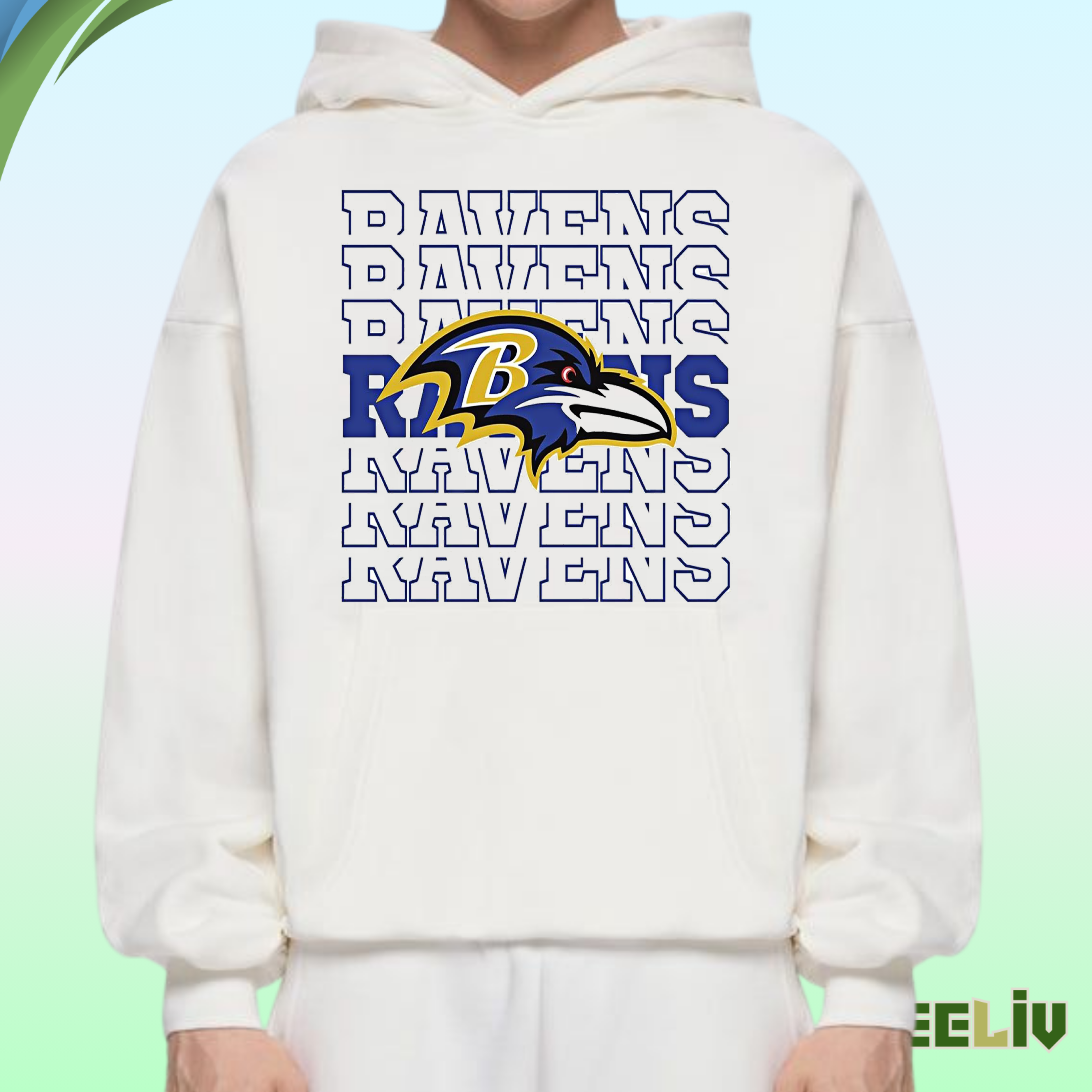Baltimore Ravens Repeated Logo Hoodie – Bold Fan Sweatshirt