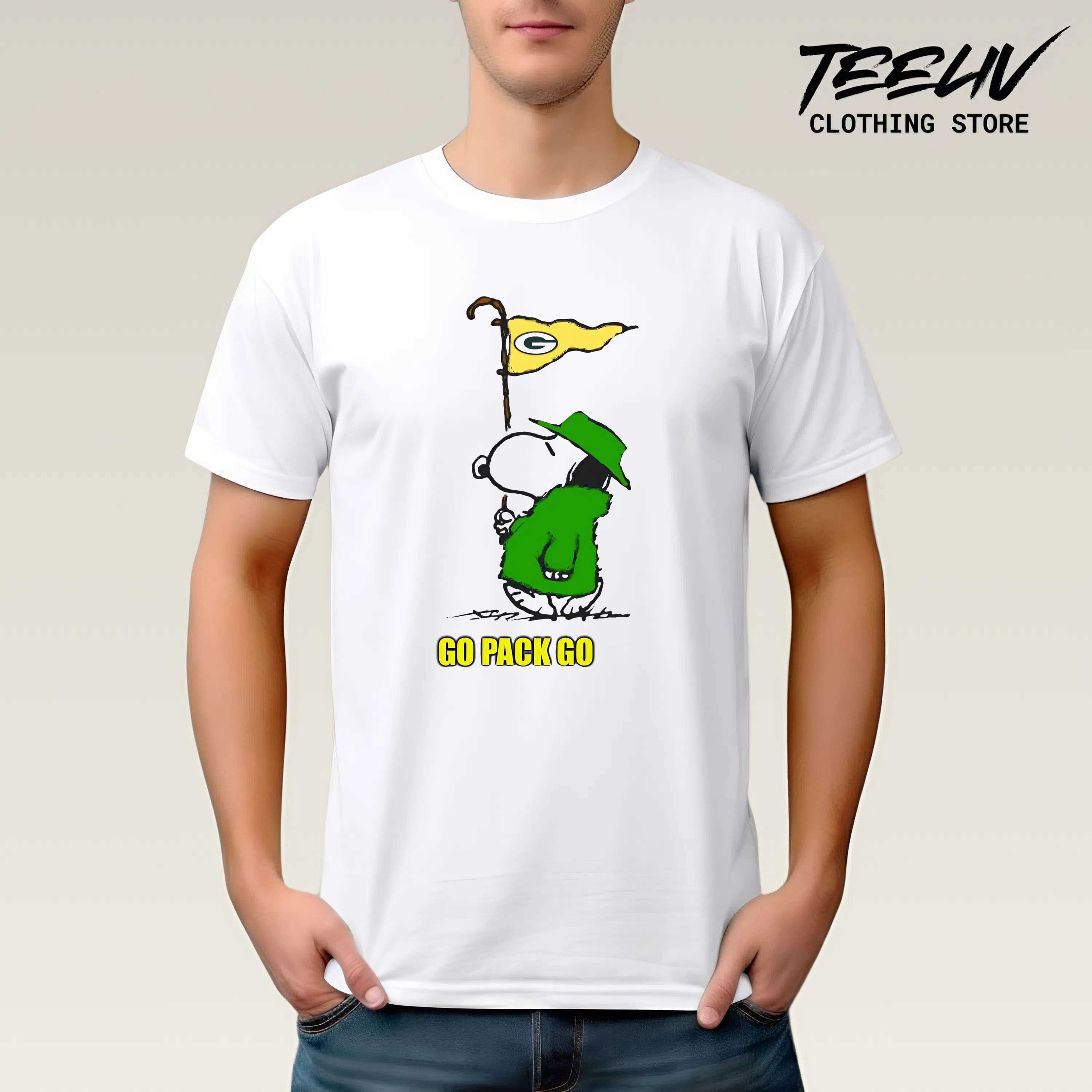 Green Bay Packers Snoopy Printed Unisex Cotton Shirt Go Pack Go!