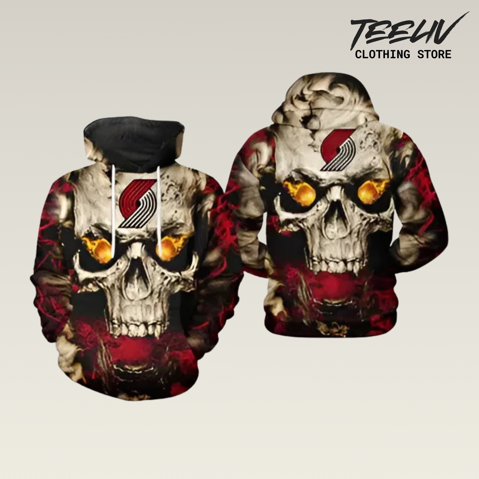 Portland Trail Blazers Blazing Skull 3d Printed Shirt
