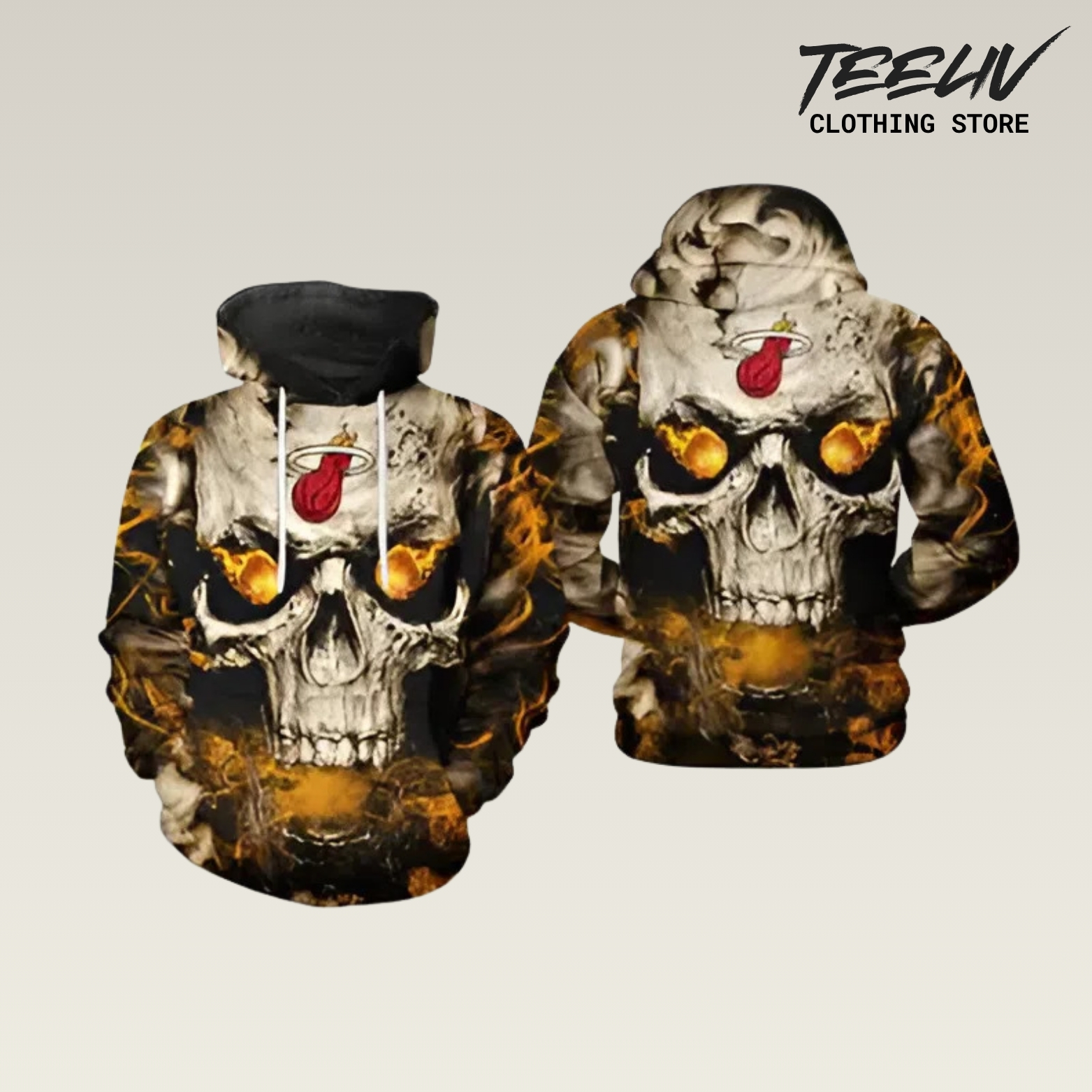 Miami Heat Inferno Skull 3d Printed Shirt