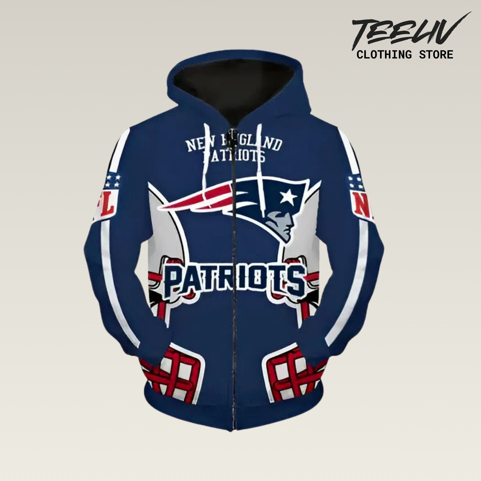 New England Patriots Patriot Prime 3d Printed Full Zips, Hoodies