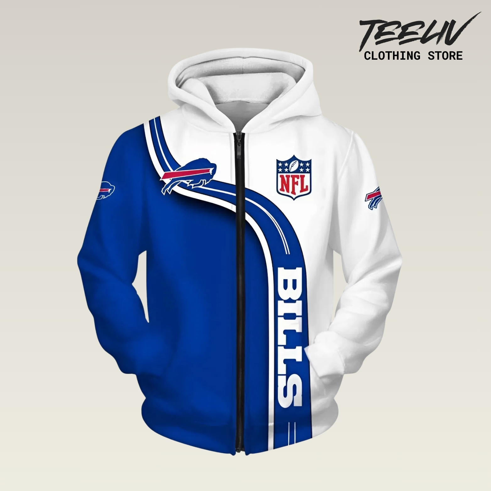 Buffalo Bills Split Line Energy Full Zip 3d Printed Hoodie