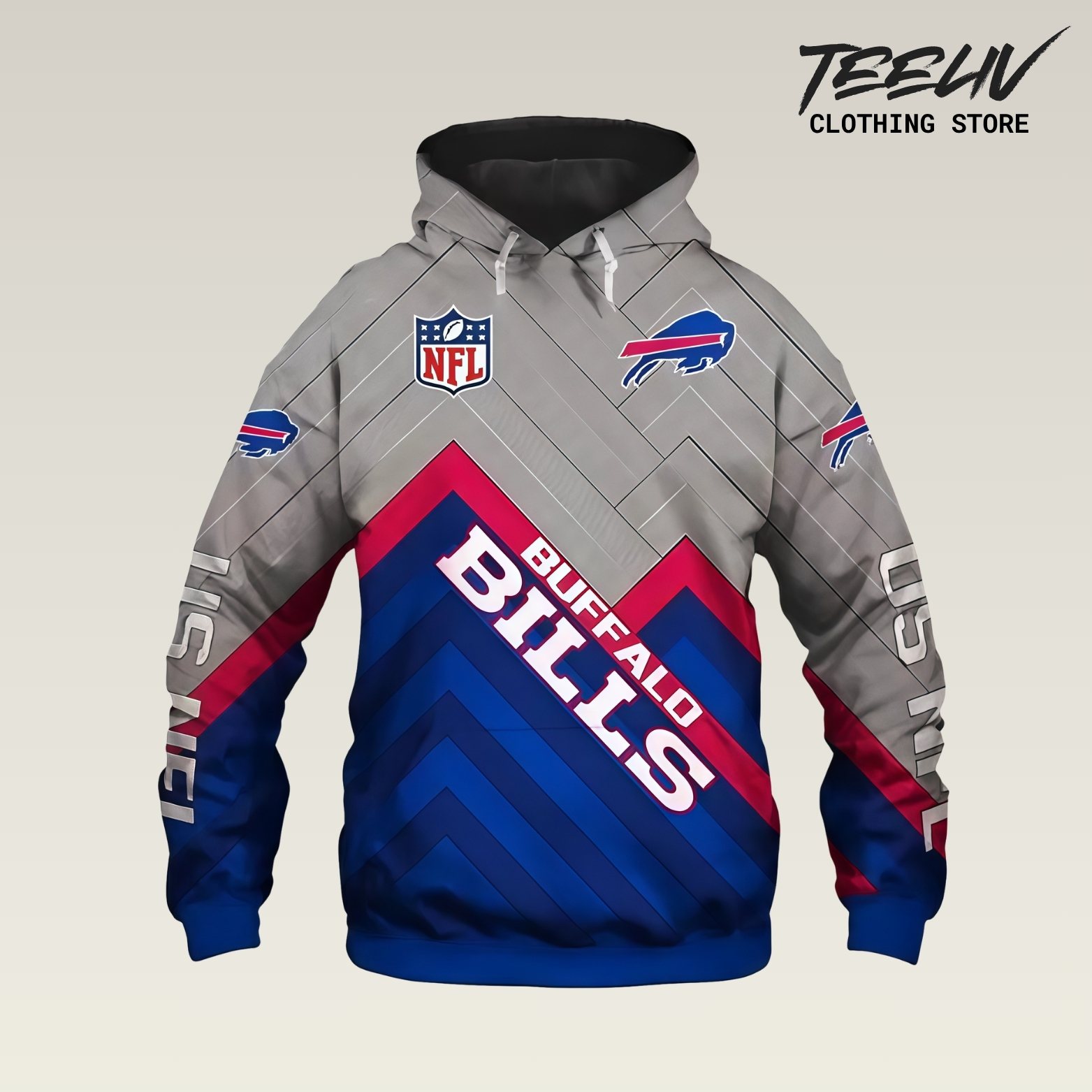 Buffalo Bills Geometric Gridiron 3d Printed Hoodie