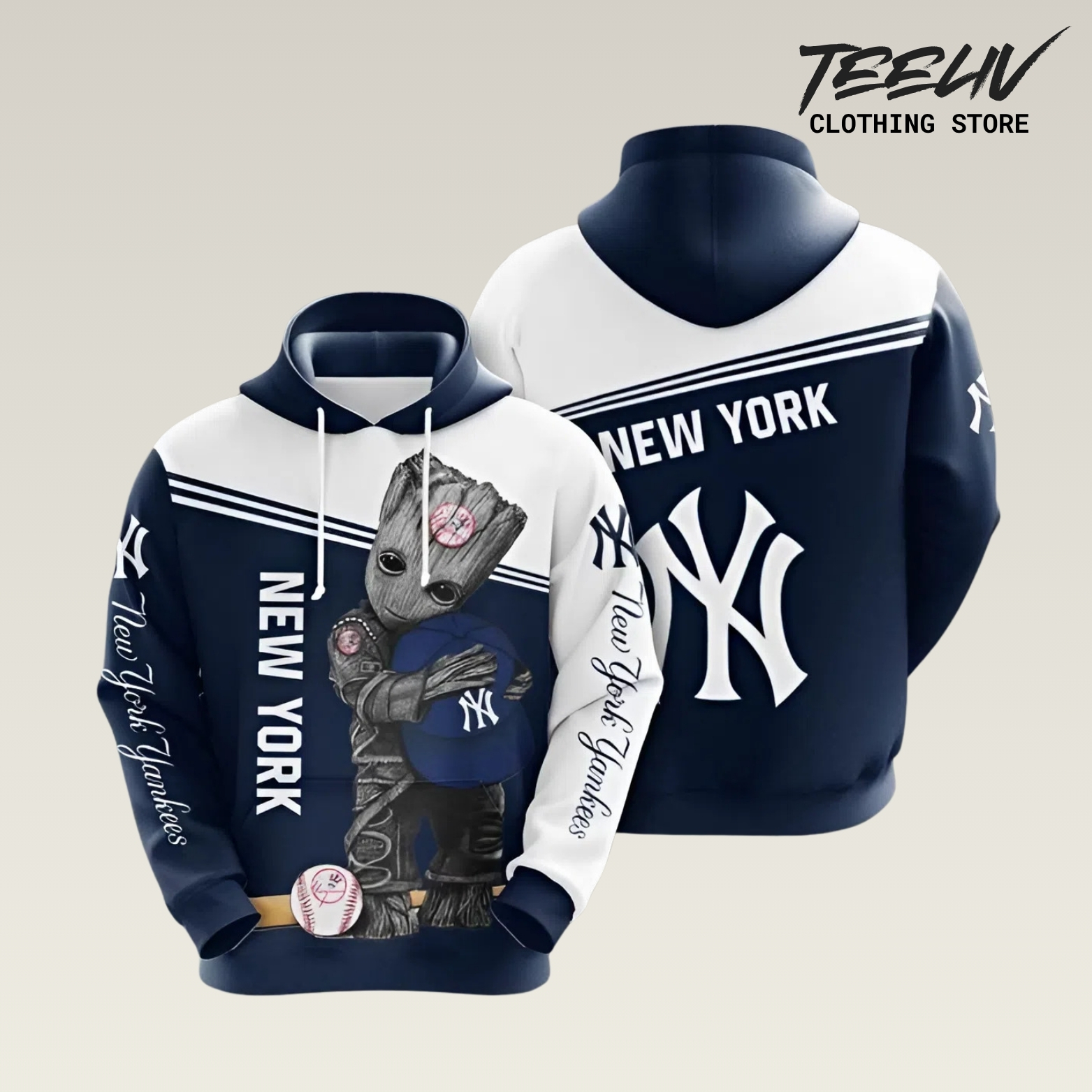 New York Yankees X Groot Guardian Of The Bat 3d Hoodie