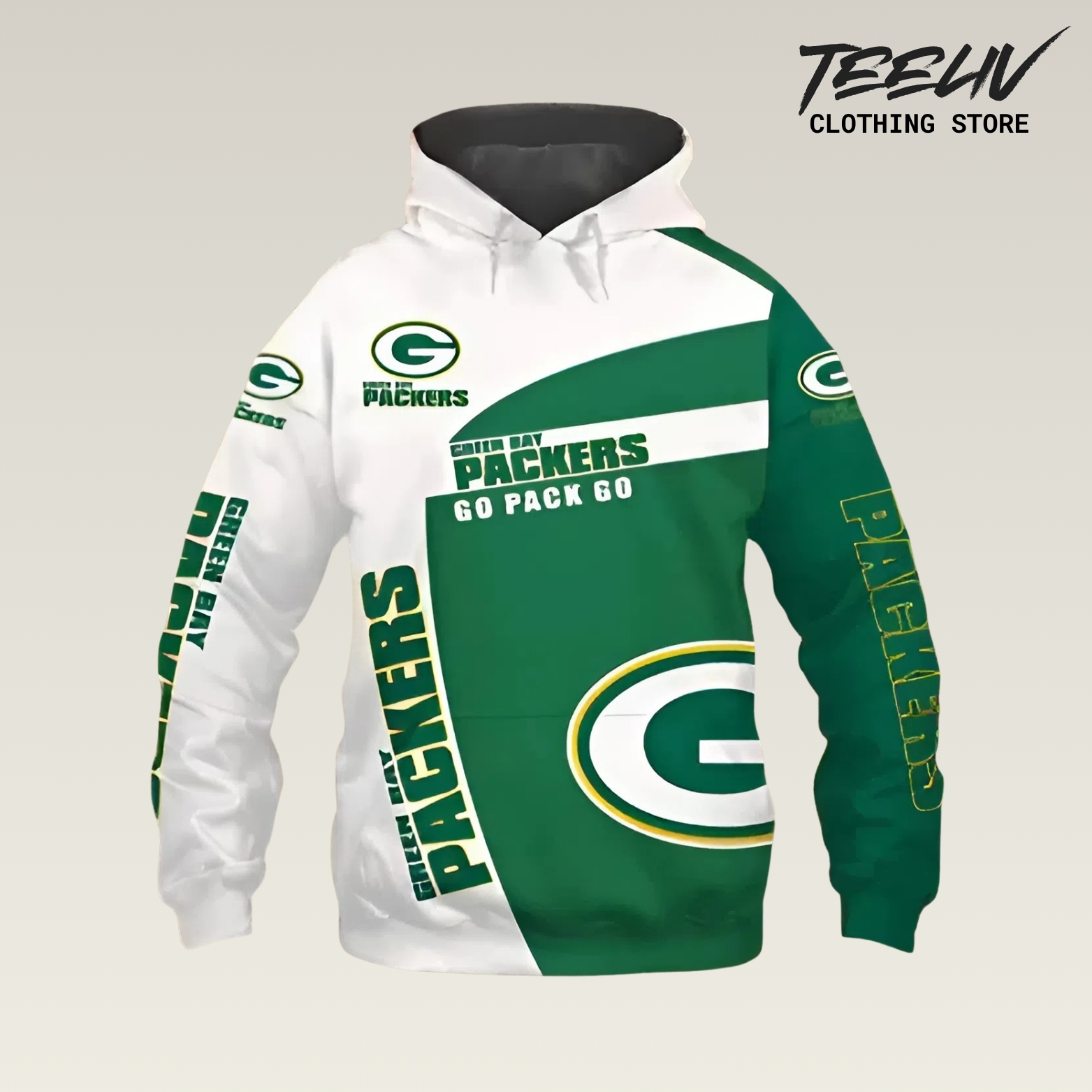 Green Bay Packers Go Pack Go Split 3d Printed Zips, Hoodies